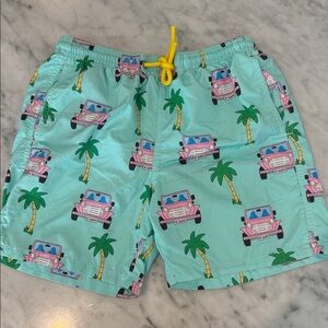 MC2 Saint Barth Aqua Swim Trunks with Pink and Yellow Accents